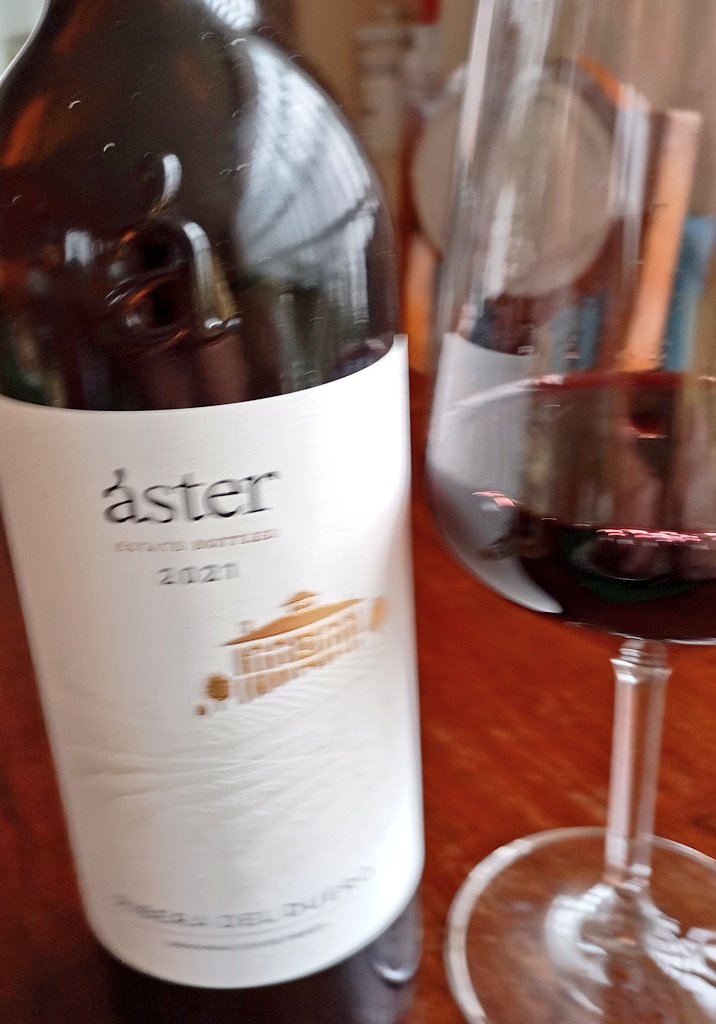 21 Áster. This is La Rioja Alta's branch in Ribera del Duero. All tempranillo. A bit too much new French oak, 15% alc., but much improved in lightness and balance from the old Ribera formula. Good wine.