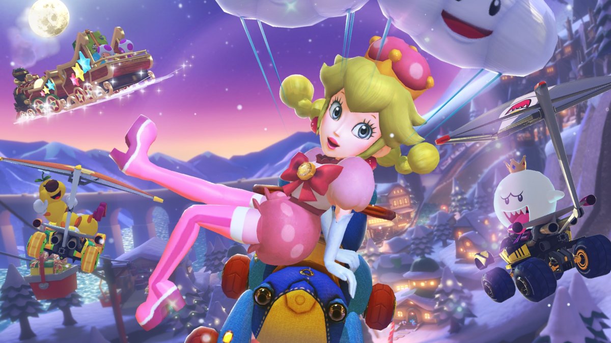 DailyToadette's tweet image. Peachette in her bike outfit from Mario Kart 8 Deluxe
