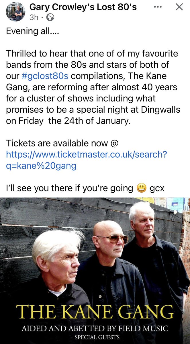 TheKaneGang (@thekanegang) on Twitter photo Thanks <a href="/CrowleyOnAir/">Gary Crowley</a> - looking forward to our shows at <a href="/dingwallslondon/">Dingwalls</a> on Friday 24th January 2025 and <a href="/stlukesglasgow/">Saint Luke's</a> on Tuesday 25th February 2025 (<a href="/FireStationSun/">The Fire Station</a> Saturday 2nd November 2024 sold out)
Ticketsš
ticketmaster.co.uk/search?q=the+k⦠Thanks <a href="/CrowleyOnAir/">Gary Crowley</a> - looking forward to our shows at <a href="/dingwallslondon/">Dingwalls</a> on Friday 24th January 2025 and <a href="/stlukesglasgow/">Saint Luke's</a> on Tuesday 25th February 2025 (<a href="/FireStationSun/">The Fire Station</a> Saturday 2nd November 2024 sold out)
Ticketsš
ticketmaster.co.uk/search?q=the+kā¦