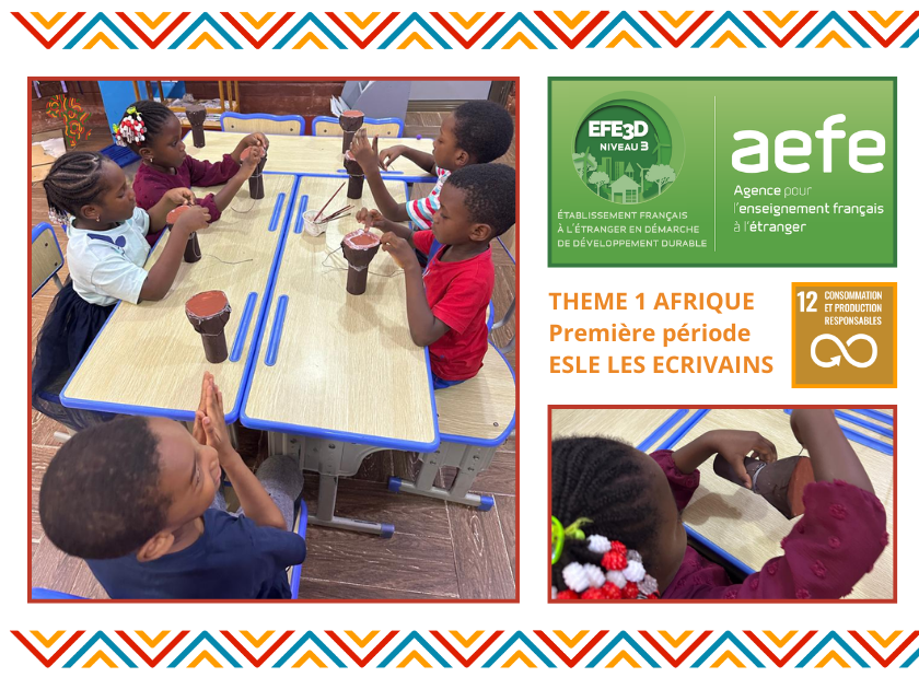 eslecrivains's tweet photo. #efe3d  | ♻️ Cette activité créative allie pratique artistique et culture africaine, tout en étant fortement liée à notre démarche de développement durable avec l'utilisation de ressources recyclées. @aefeinfo @aefe_zao #ESLE #efe3d #ODD12 #recyclage https://t.co/ye1vrBvKf0 https://t.co/DgFBEYY1xS