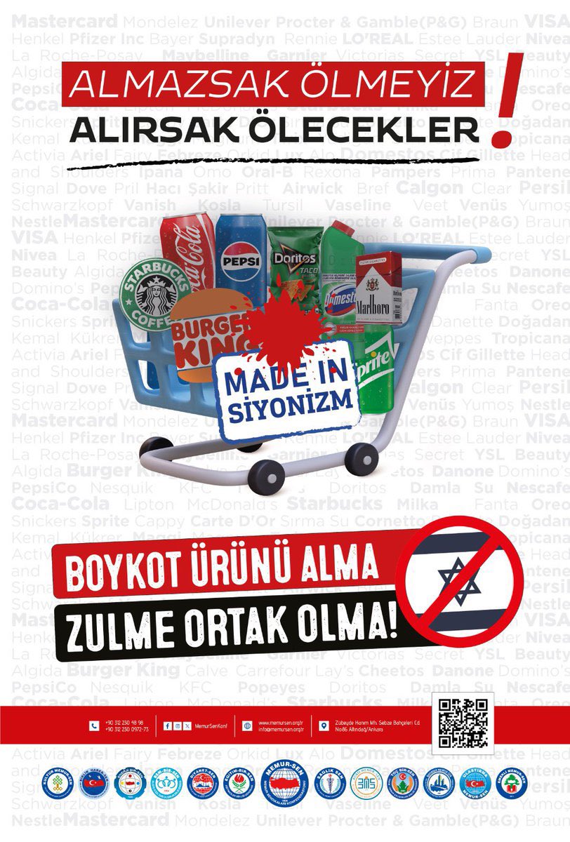 "Allah ve Resulüne itaat edin, birbirinize düşmeyin, sonra zayıflar ve gücünüz gider"  Enfal Suresi:46
****
Yarabbi, Biz Müslümanlara gaflet uykusundan uyanmayı, birlik, beraberlik ve dirlik içinde olmayı nasip eyle.

Almazsak Ölmeyeceğiz, Ama Alırsak Ölecekler !
Boykot Ürünü
