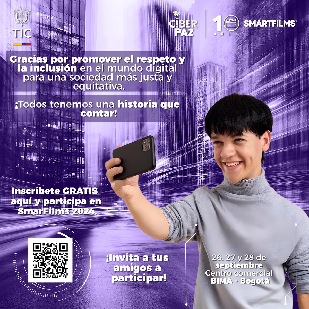Ciberpazcolombi's tweet photo. ¡Descubre el mundo de la creatividad audiovisual en #SMARTFILMS2024! 🎥✨Te invitamos a que te unas a nosotros y disfrutes de una experiencia única llena de talento y originalidad. Tenemos entradas, inscríbete aquí 👉 hhttps://forms.gle/QZ4iAS9xNi6DH1wBA
#DATIC #Creatividad https://t.co/2NaRt2gfr8