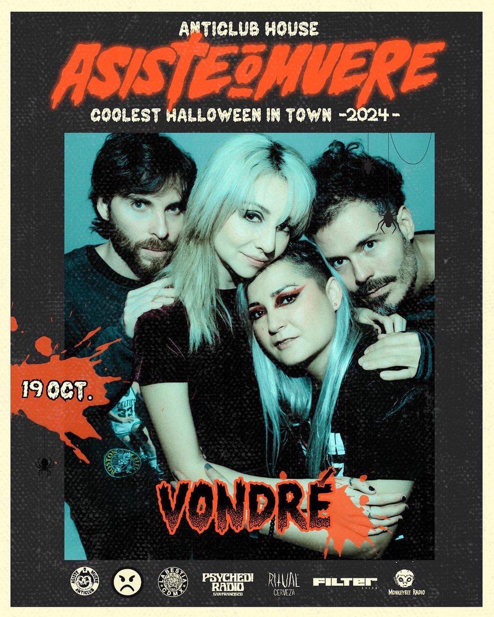 HF (@highfrequencym) on Twitter photo 🦇🕸️En 3 semanas será la fiesta de Halloween más ruidosa de la ciudad <a href="/asisteomuere/">Asiste o Muere</a> 🎃 🐈⬛
<a href="/theparanoyds911/">THE PARANOYDS</a>, <a href="/vondremx/">Vondré</a>, #Malcriada con <a href="/mathildesobrino/">Mathilde</a>, <a href="/decapitadas/">Las decapitadas</a>, Tefy Clouds, DJ set de <a href="/JasminaHirschl/">Jasmina Hirschl</a>, concurso de disfraces a a cargo de <a href="/CarrionKids/">Carrion Kids</a> y más! 🦇🕸️En 3 semanas será la fiesta de Halloween más ruidosa de la ciudad <a href="/asisteomuere/">Asiste o Muere</a> 🎃 🐈⬛
<a href="/theparanoyds911/">THE PARANOYDS</a>, <a href="/vondremx/">Vondré</a>, #Malcriada con <a href="/mathildesobrino/">Mathilde</a>, <a href="/decapitadas/">Las decapitadas</a>, Tefy Clouds, DJ set de <a href="/JasminaHirschl/">Jasmina Hirschl</a>, concurso de disfraces a a cargo de <a href="/CarrionKids/">Carrion Kids</a> y más!