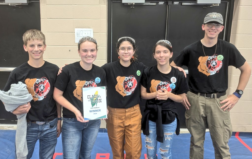 Great job to the team today and our alliance partners <a href="/frcneutrino/">Team Neutrino</a> and <a href="/IowaICE/">FRC ICE 6419</a> for being winners of the inaugural Clash in the Corn off-season event! The team also won an award for their design work on the robot in the Crescendo season.