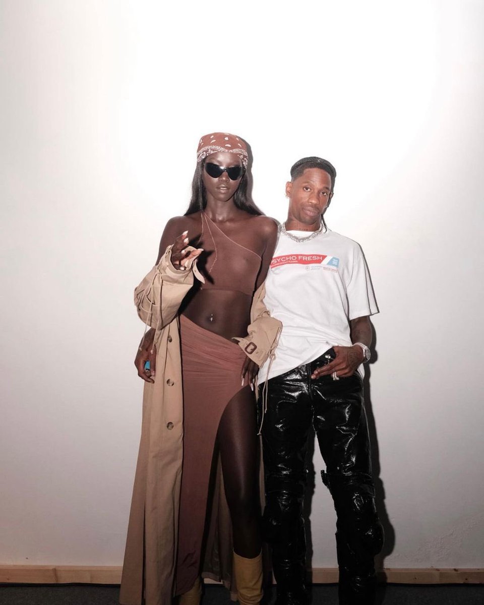 RodeoTheAlbum's tweet photo. Anok Yai and Travis Scott https://t.co/c9EO4vradY