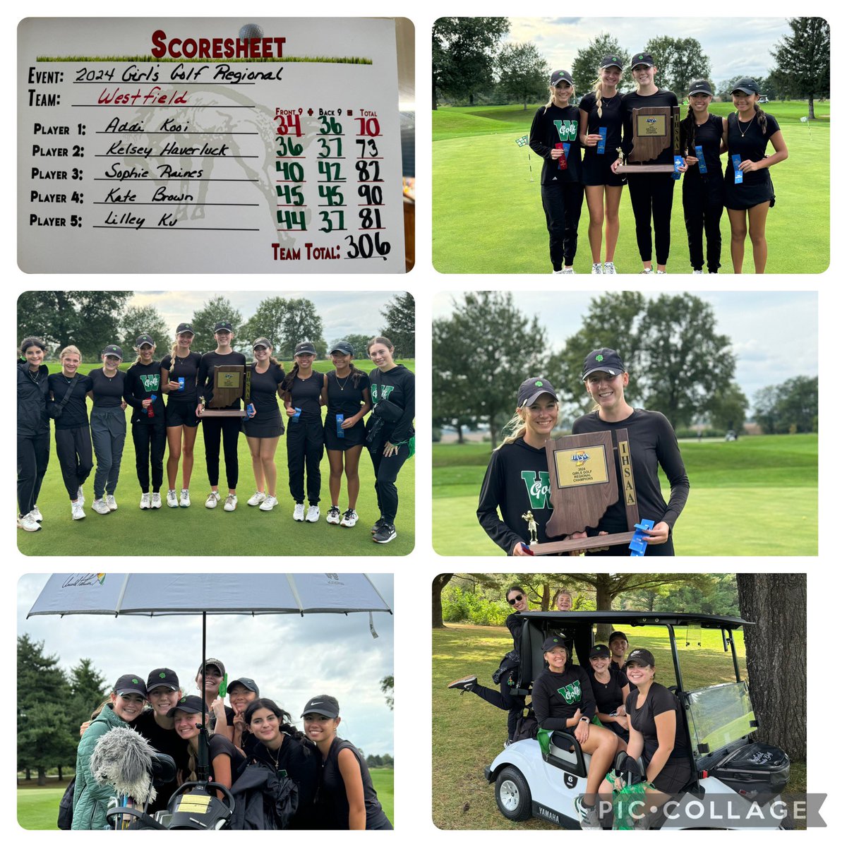Lady Rocks Regional Champs!

Top 3
Westfield - 306
Zionsville - 314
Carmel - 334

Individual
Addi Kooi - 70 🥇
Kelsey Haverluck - 73 🥈