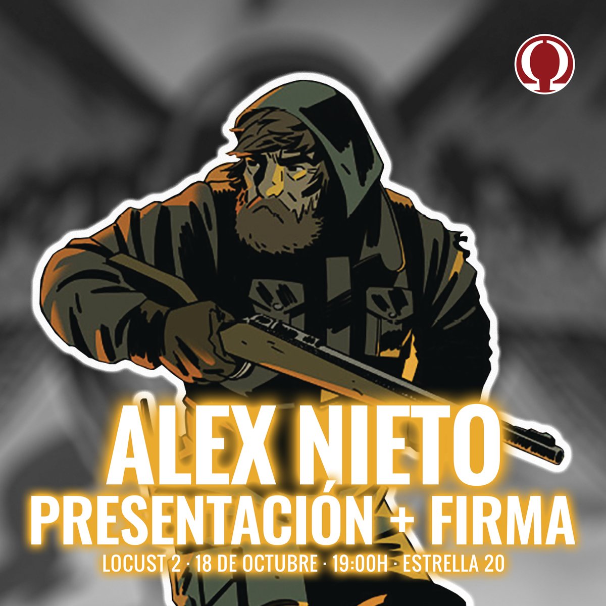 Omega Center Madrid (@omegacenter0) on Twitter photo ✍️ Presentación y firmas de LOCUST 2 con ALEX NIETO.
📚 Reserva tu ejemplar dedicado aquí 👉 i.mtr.cool/vfkmnfrinf
🗓️ Viernes 18 de Octubre.
⏰ 19:00h 📍 Estrella 20
✉️ Reserva tu plaza mandando un mail a eventos@otakucenter.es ✍️ Presentación y firmas de LOCUST 2 con ALEX NIETO.
📚 Reserva tu ejemplar dedicado aquí 👉 i.mtr.cool/vfkmnfrinf
🗓️ Viernes 18 de Octubre.
⏰ 19:00h 📍 Estrella 20
✉️ Reserva tu plaza mandando un mail a eventos@otakucenter.es