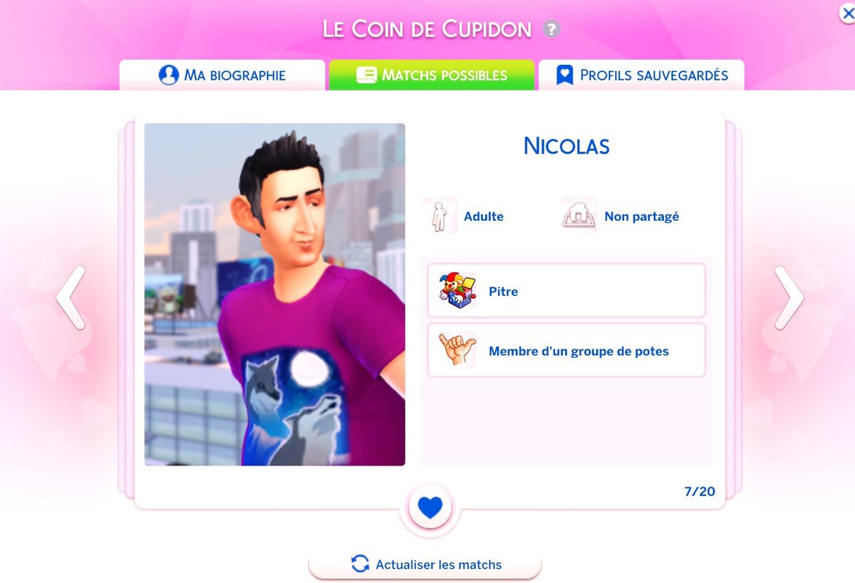 Kimikosoma4's tweet photo. Quand tu matches avec des Sims inattendus sur le coin de Cupidon 😱 #Sims #Sims4 #TS4 #Sims4Lovestruck #AmourFou @LuniverSims @The_simslabs https://t.co/xTSShcOvNx