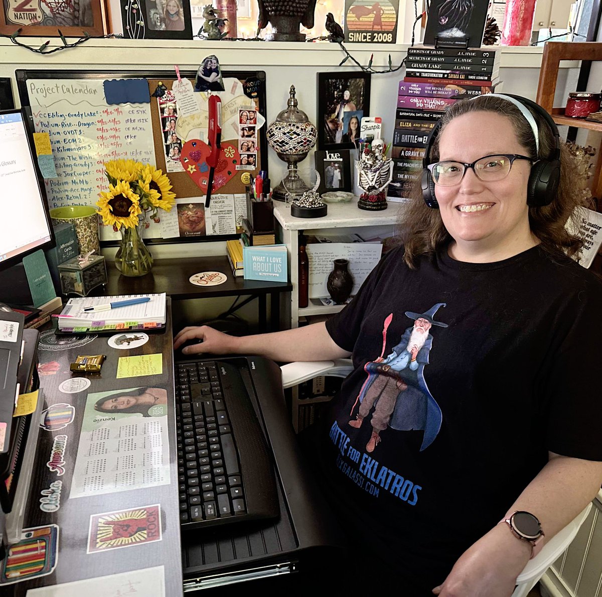 I've been working on the second book in a sci-fi/fantasy book series, the sequel to the title written on my shirt in the photo. Battle for Eklatros by <a href="/AlexgalassiA/">AlexGalassi_Author</a>
Believe sequels aren't as good as their predecessors? I beg to differ. Try Rebalancing the Cosmos book series 👌