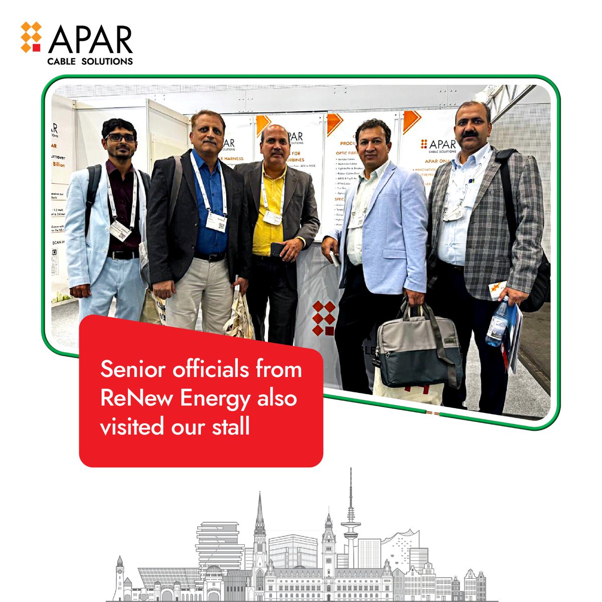 AparLdc's tweet image. It was a privilege to showcase APAR&apos;s innovative solutions and welcome esteemed guests at our stall during the WindEnergy event.

#APAR #APARCableSolutions #Future #innovations #Energy #WindEnergy #APARWiresandCables #PowerandEnergy #Hamburg #Germany
