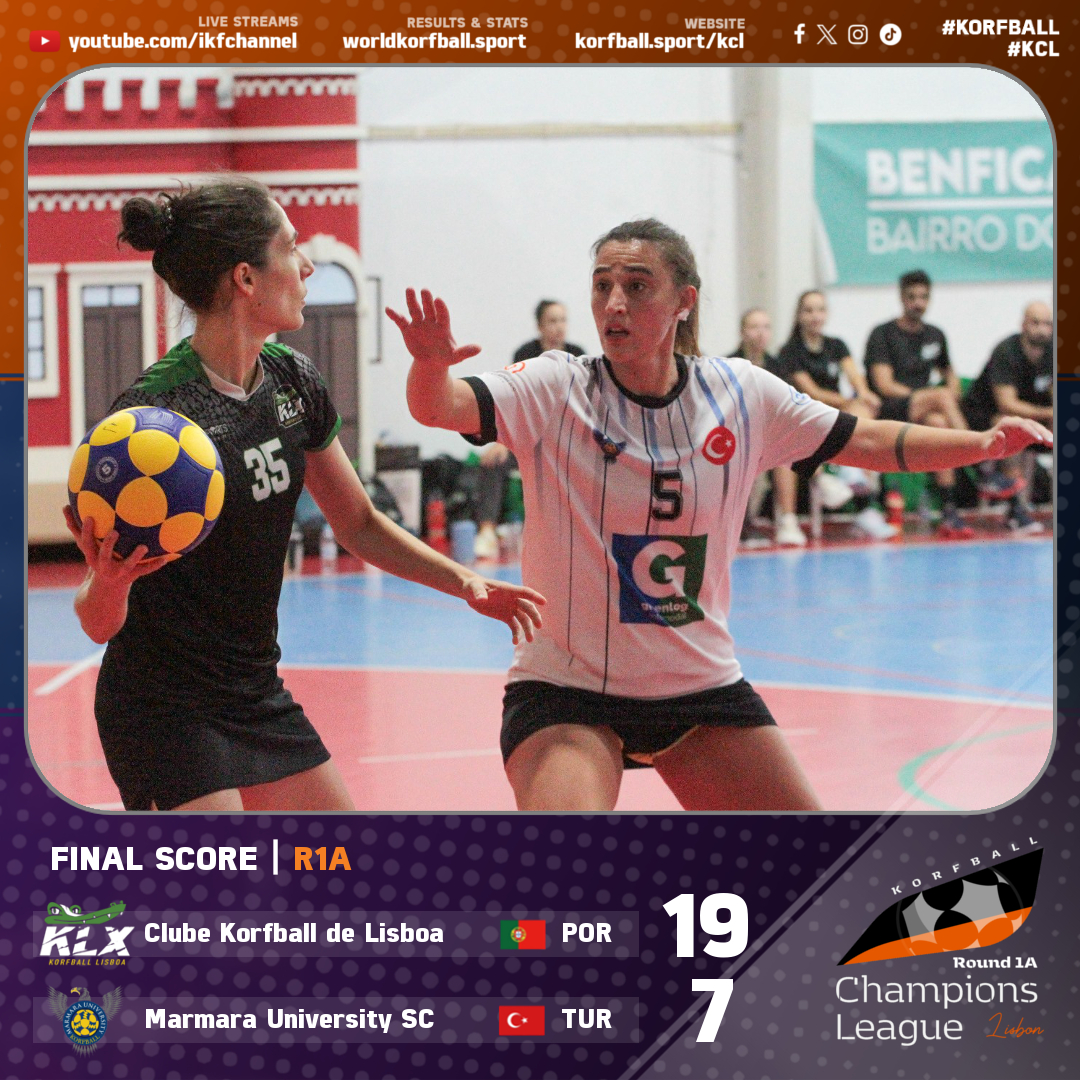 #KCL R1-A | Final Score: KLX Lisboa 19-7 Marmara | #Day2

🏆 IKF #Korfball Champions League Round 1-A 2024-25
📍 27-29/9 in Lisbon, 🇵🇹 POR | <a href="/IKFKCL/">IKF Champions Korfball League</a>
📺📈📰 Streams, results &amp; stats: korfball.sport/KCL
📷 Luis Silva

#korfball #korfbol #corfbol