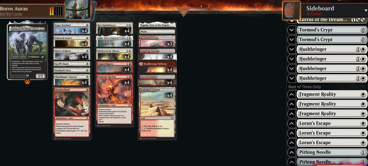 28-5 and hopefully good for top 15 finish with my Historic RW Auras list! Shardmage's &amp; Sheltered are massive upgrades, and Hushbringer is really good in the current meta. I've done a full in-depth deck guide video with gameplay here: youtu.be/ZVr0wYQX8SQ <a href="/fireshoes/">Robert Taylor🔥</a> <a href="/mtgazone/">MTG Arena Zone</a>