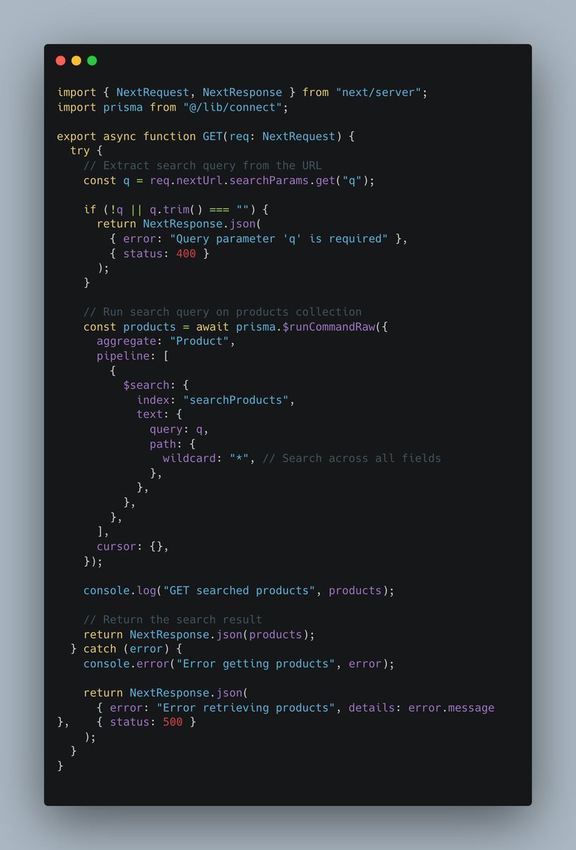 omsamoib's tweet photo. Testing how to use @MongoDB  in @nextjs  using @prisma. I was having some issues when trying to use Atlas Search. Here a code snippet on how I solve my issue. Hope is useful for someone 😀 Happy coding 🧑‍💻 https://t.co/YkepNeec7P