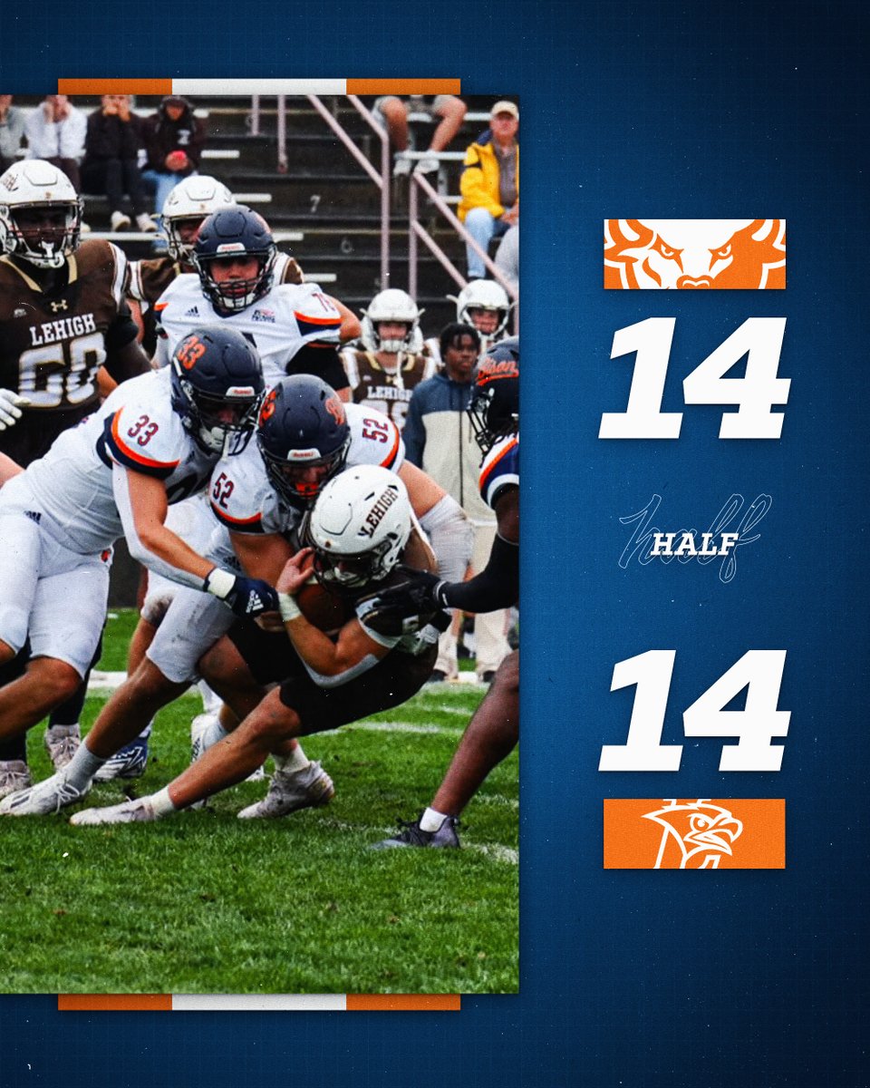 Lehigh led 14-0, but in just 62 seconds:

🔶 TJ Cadden 100-yd kickoff return
🔷 Mason Taylor forced fumble
🔶 Rucker 31-yard TD pass to Weatherly

#ACT