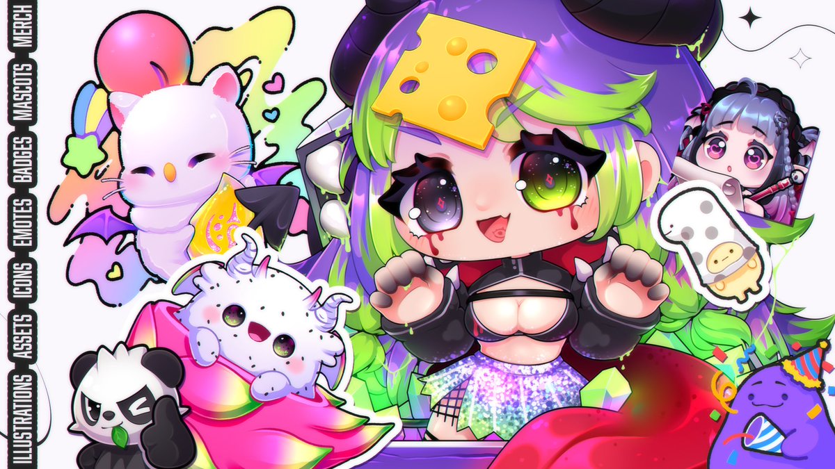 Plushunagi's tweet photo. ˚₊‧ 𓆩 PINNED PORTFOLIO 𓆪 ‧₊˚
✿ Hiya, I'm Plush! I'm a full time illustrator and emote artist specializing in colourful, nostalgic art &amp; mascots!

🧃 Find &amp; Support me here: https://t.co/jE7i1d6Frk
🌈 Watch me here: https://t.co/mD2iKKgLcF

♡ Shares are super appreciated. https://t.co/7cydAIdNw9