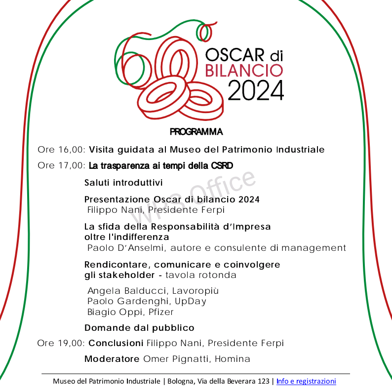 RobertoArn's tweet photo. Comunicazione economico-finanziaria e  responsabilità sociale d’impresa: tappa dell’Oscar di Bilancio 2024 a Bologna il 1° ottobre (Museo del Patrimonio Industriale, ore 17.00-18:00)

Iscrizioni: https://t.co/KiSlWPmgR6
.
.
#rendicontazione #OscarDiBilancio #comunicazione https://t.co/FJeJANkQJ8
