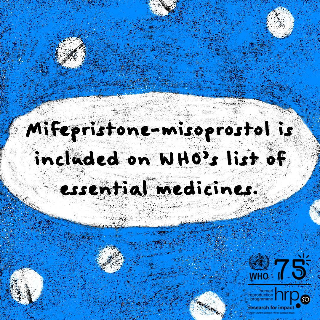 📢 Access to medical abortion saves lives. 

It is a safe, effective method of ending a pregnancy, when used as recommended by WHO.  

The medications used – #mifepristone and #misoprostol - are included on WHO’s list of Essential Medicines.