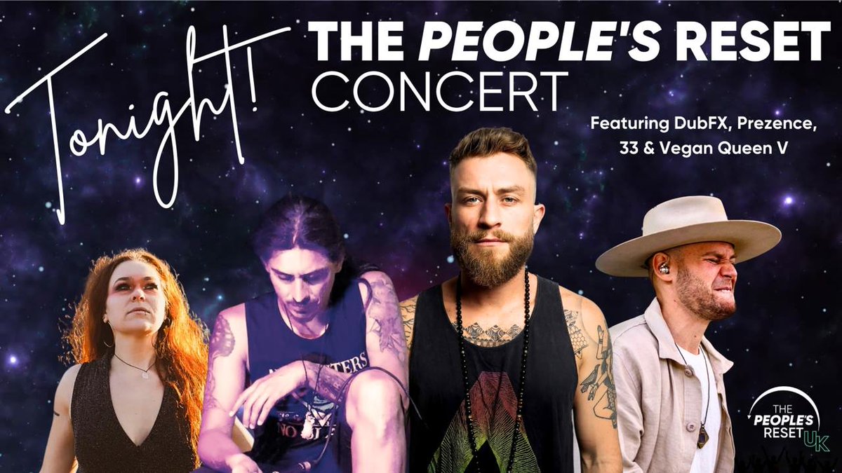 Another amazing day at #ThePeoplesReset UK!

At 7 pm we are kicking off The People's Reset Concert featuring conscious musicians Vegan Queen V, 33, Prezence, and DubFX!

Join us to dance and express yourself as we conclude Day 2 here in Bath!
