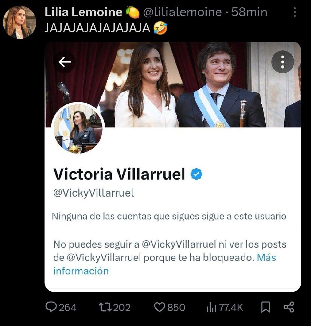 Es feroz la interna de los que manejan el país la falta de respeto es total para adentro y para afuera fin.<a href="/JMilei/">Javier Milei</a> <a href="/VickyVillarruel/">Victoria Villarruel</a> <a href="/lilialemoine/">Lilia Lemoine 🍋</a>