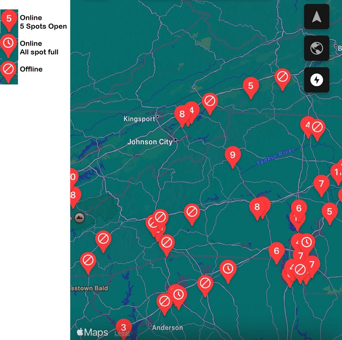 With the catastrophic issues in the region folks may want to know the supercharger online/offline status. This can be seen in the Tesla app for any supercharger. 

Location->Charging and scroll around. You may need to zoom out and into a new area for them to pop up.