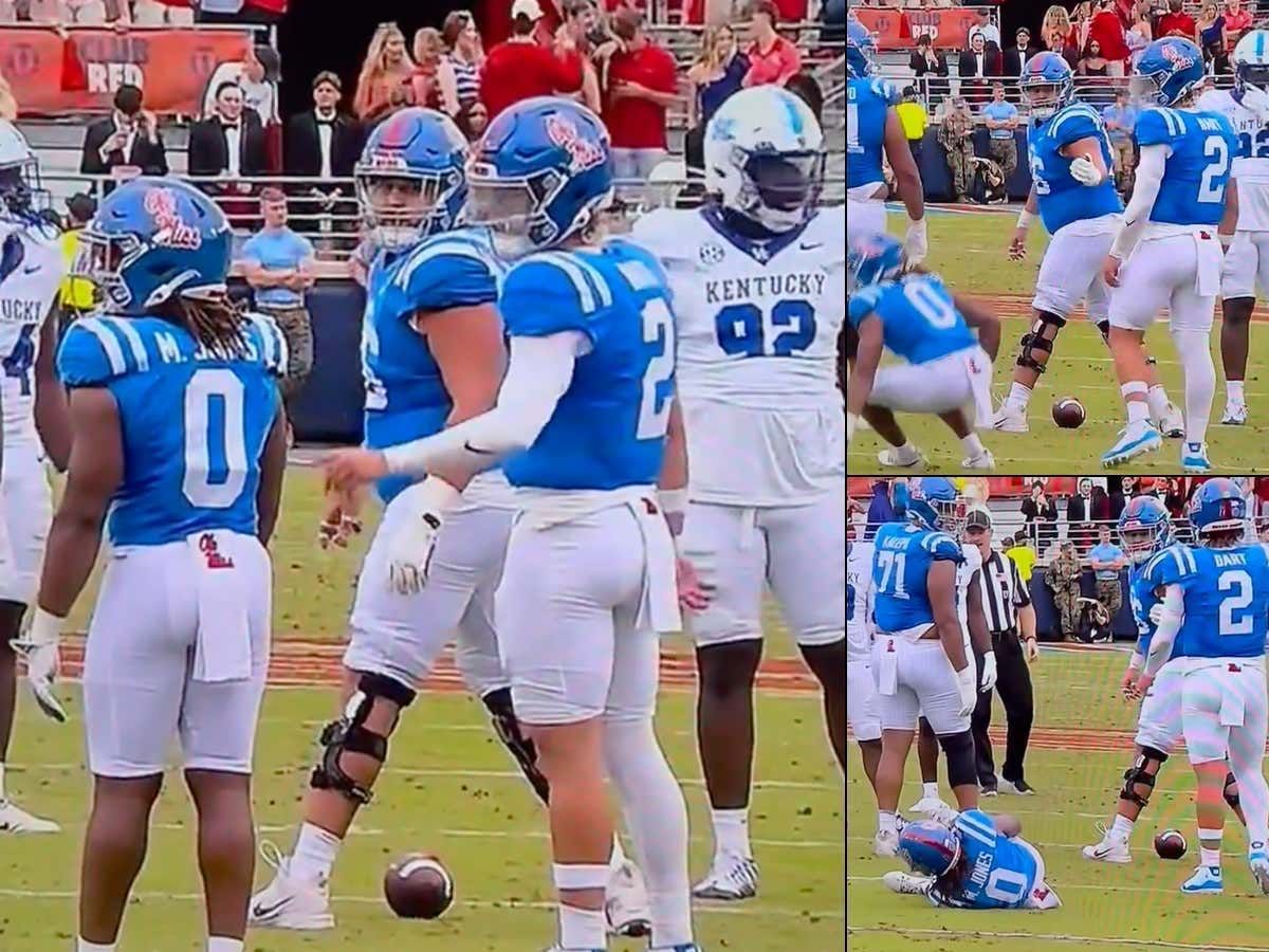 barstoolsports's tweet photo. Ole Miss RB Should Be Shamed Forever With One Of The Most Embarrassing, Saddest Moves In All Of Football - Blatantly Faking An Injury vs Kentucky https://t.co/tfbdDQ8uWl https://t.co/WOzQ6y3iKT