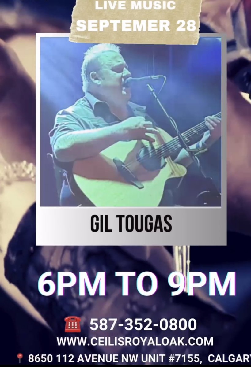 Looking forward to this Saturday night!!  I’ll be playing my acoustic show at  Ceili’s Royal Oak location, 6-9 pm !! See you there. @ceilisroyaloak