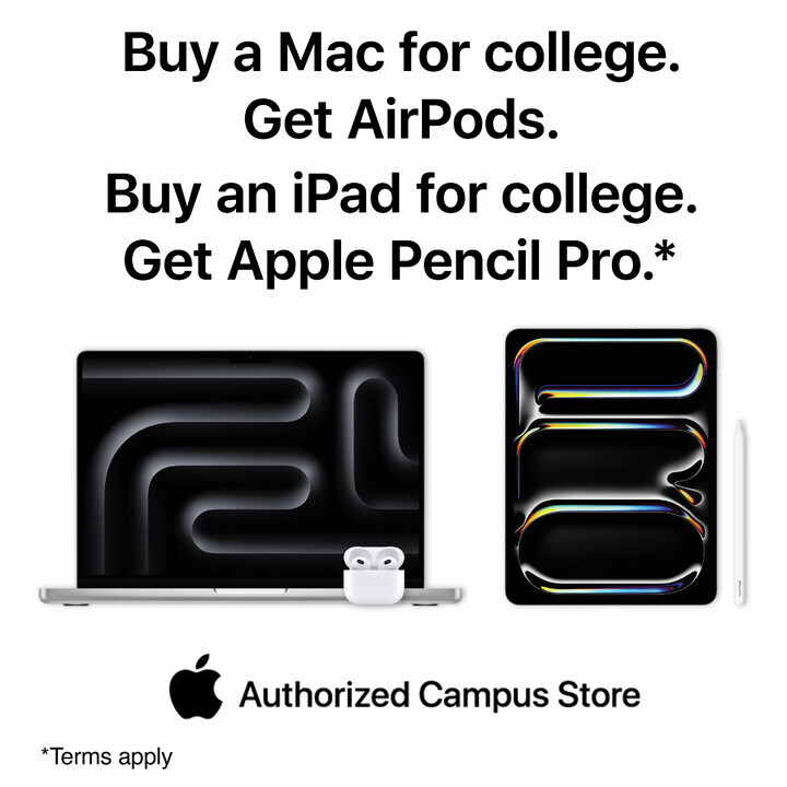 FREE STUFF! Buy a Mac and get Airpods! Or buy an iPad and get an Apple Pencil Pro! Visit our website #ecubookstore or stop by the store to browse all the great deals! #ECUtigers #YourCampusStore