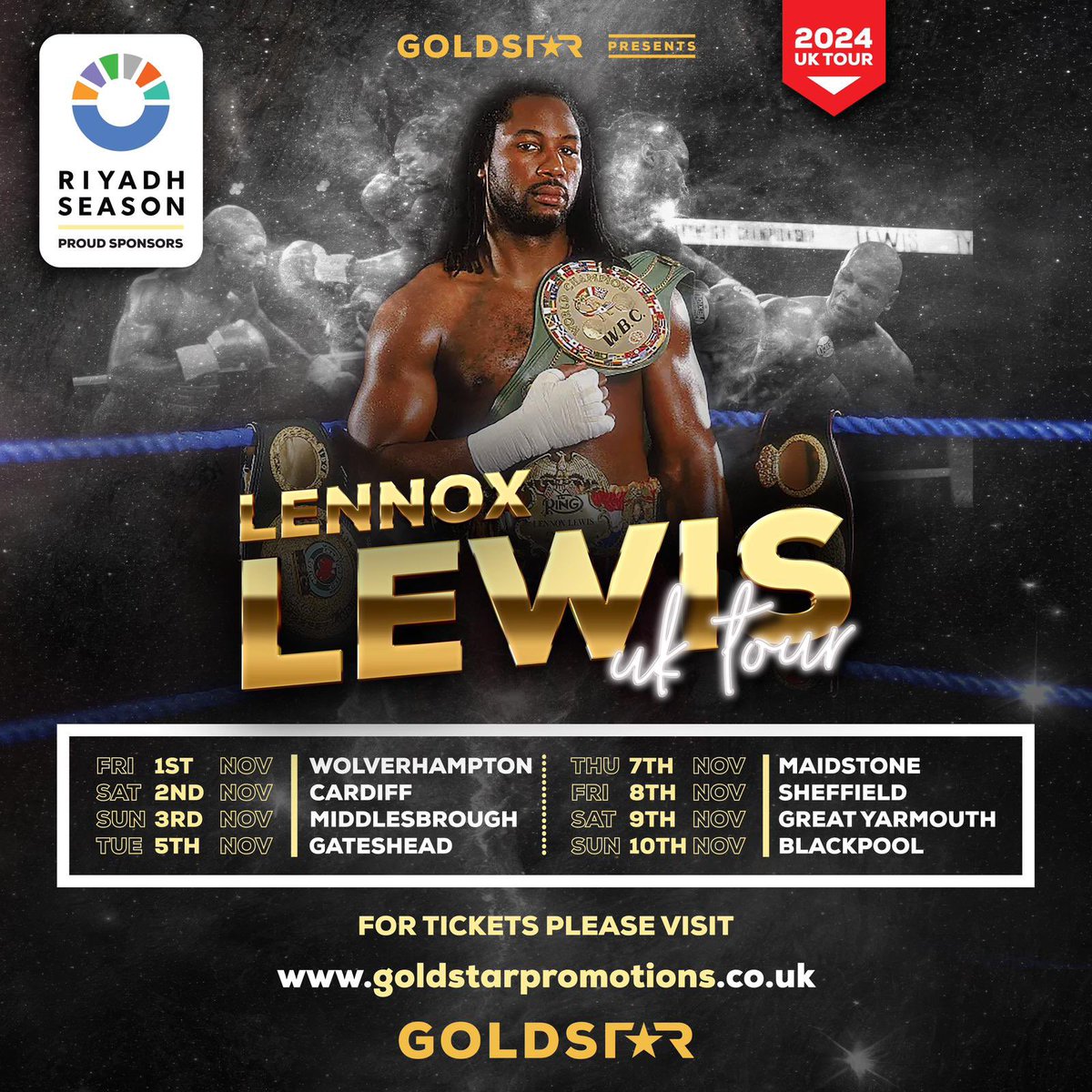 Come out and see me on my UK tour starting this November in a town near you. Get your tix now at goldstarpromotions.com
-
#LennoxLewis #riyadhseason