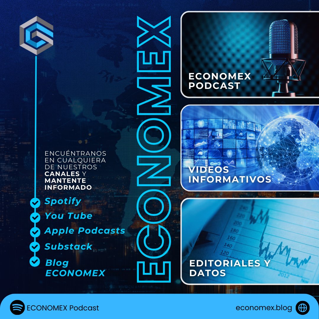 gaeap_mx's tweet photo. 🌐 En tiempos de incertidumbre, estar bien informado es esencial. En #GAEAP te brindamos los análisis🔍más importantes sobre finanzas y economía💼en México y el mundo. No te pierdas los temas más actuales a través de nuestro canal informativo #ECONOMEX. 📊💰
🔗https://t.co/UWsoqSxyQc
Síguenos y #MantenteInformado en:
🧑💻YouTube
📰 Substack
✍️ Blog ECONOMEX
🎧 Spotify
🎙️ Apple Podcasts