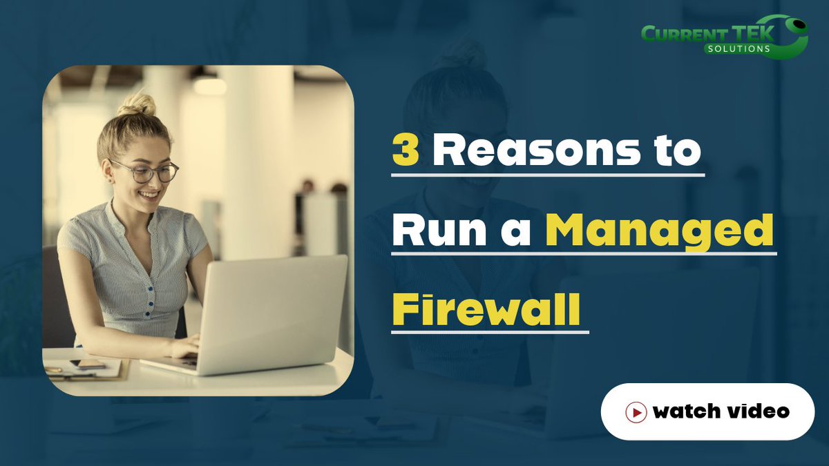 currentTEK's tweet image. Is your business’s firewall actively managed? If not, you could be facing serious security risks. 

Watch our short but informative video to discover three reasons why a #managedfirewall service is essential to protect your company.
youtube.com/watch?v=FCUKJv…

#FirewallProtection