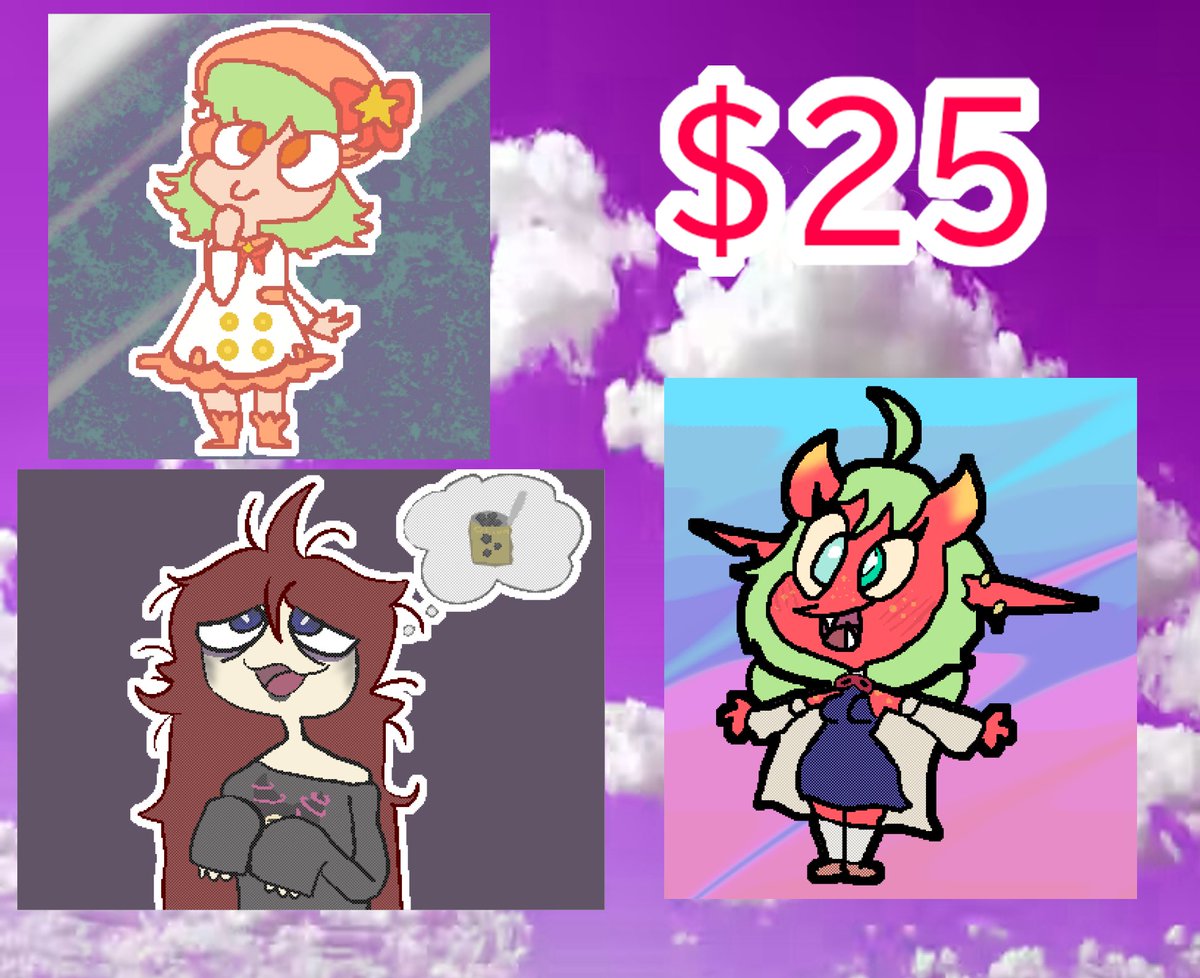 have to reach an amount before Monday, so Qommissi0ns are once again open, DM me if you are interested c:

☕️⤵️