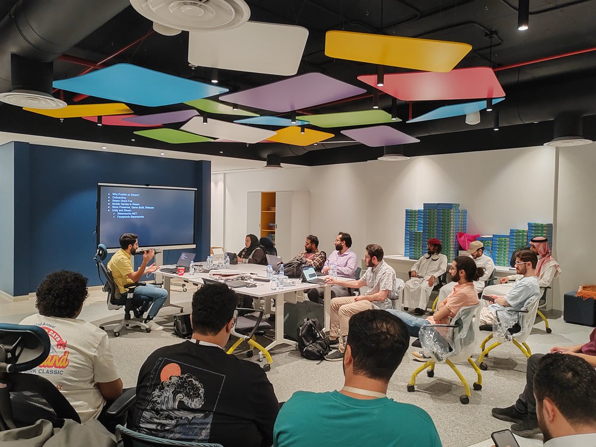 EGDevSa's tweet photo. الحمد الله، استمتعنا بلقائكم، وإن شاء الله كانت أمسية مليئة بالفائدة للجميع! 

نشكر @MeemAinSA على المكان

ترقبوا الاجتماع الشهري القادم بإذن الله، كعادتنا اخر يوم جمعة من الشهر الميلادي! https://t.co/8zBryiAlNU