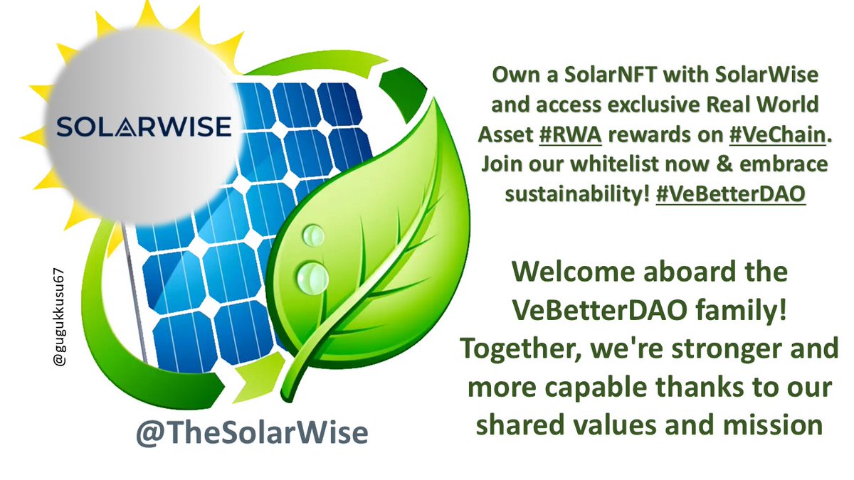 gugukkusu67's tweet photo. Solar energy initiatives not only produce clean energy but also promote agricultural practices, environmental preservation, and the establishment of new animal habitats. Welcome aboard @TheSolarWise. 
#VeBetterDAO #VeWorld #VeFam #vechain #Solarenergy https://t.co/TGA25jB1aQ
