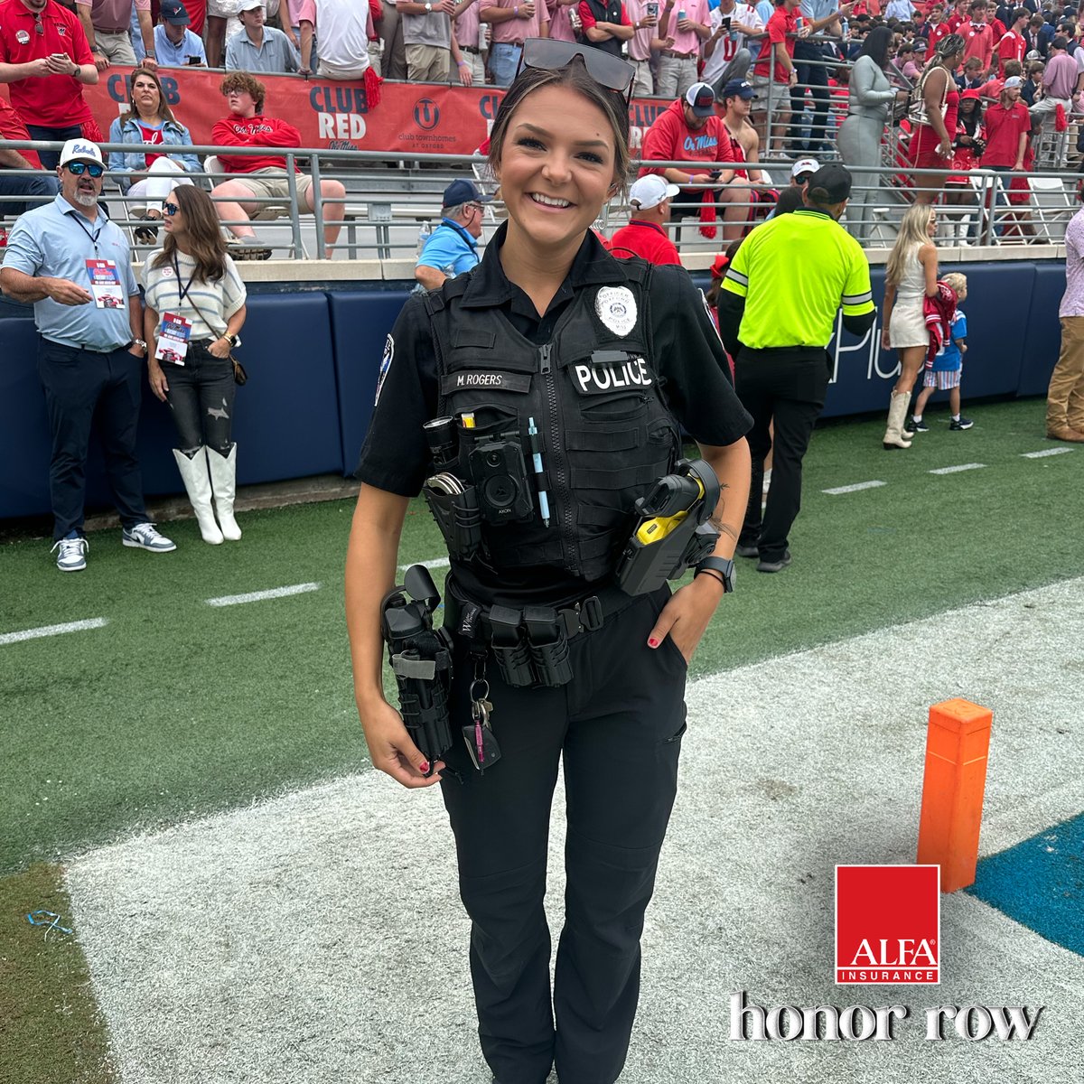 This week's Alfa Honor Row first responder is Mackenzie Rogers with the Oxford Police department! 

She became the first female K-9 officer, a member of the mounted patrol unit and received the Blue Line Award for bravery earlier this year!

<a href="/Alfa_Insurance/">Alfa Insurance</a> x <a href="/OleMissFB/">Ole Miss Football</a>