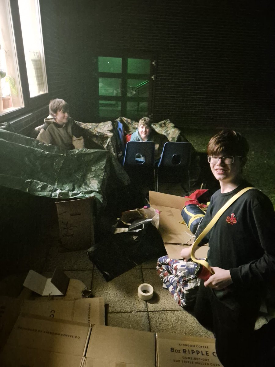 CoombeBoysNews's tweet photo. Last night our Year 9 boys braved the cold and took on the #SleepOutChallenge building cardboard shelters and sleeping out for the night to gain an understanding of what homeless members of our community face. #CBSKindness #CBSIntegrity @kcahtweets https://t.co/EXvnmUNgLg