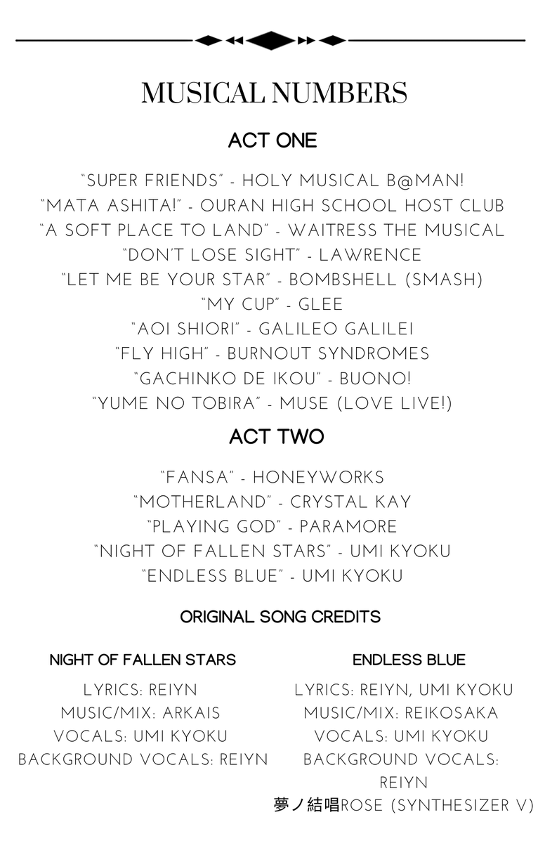 「 UMI'S DEBUT ADVENTURE DIGIBILL」

In true musical fashion, I've created my own version of a Broadway playbill to commemorate my debut. Feel free to print them out and get hype for your oshi in the cast!