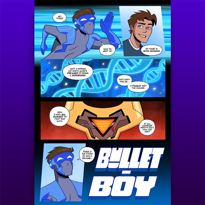 BULLET-BOY #1 is out now! ⚡️

A 22 page action superhero comic, rebooting the original story I made over a decade ago!