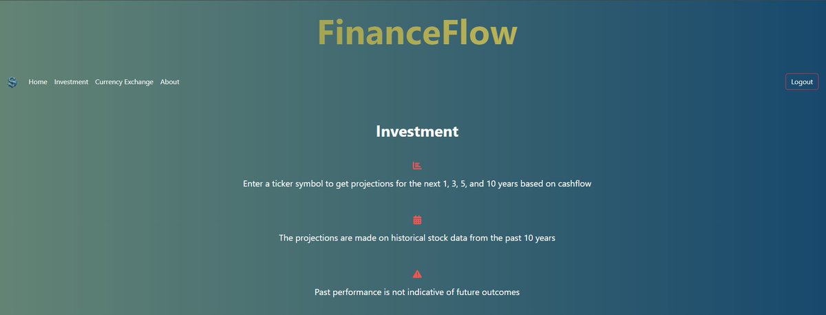 RoryDowseCoding's tweet photo. Finance Flow – from wireframe to completion! 🎉

Explore cash flow, investment, and travel projections with ease. Proud to bring this project to life using React, Express, and Sequelize.

Check it out here: https://t.co/3jZM8Usean

#FinTech #React #NodeJS #FullStackDevelopment https://t.co/vjG1q2VBTF