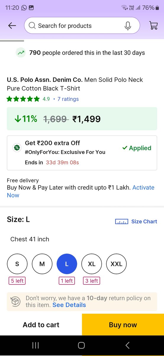 ayush1908's tweet photo. @Flipkart @flipkartsupport Is big billion day deals applicable to certain sizes? The price ofsame tshirt which shows 599 gets changed to 1499 after selecting size https://t.co/KsOxc3MOL8