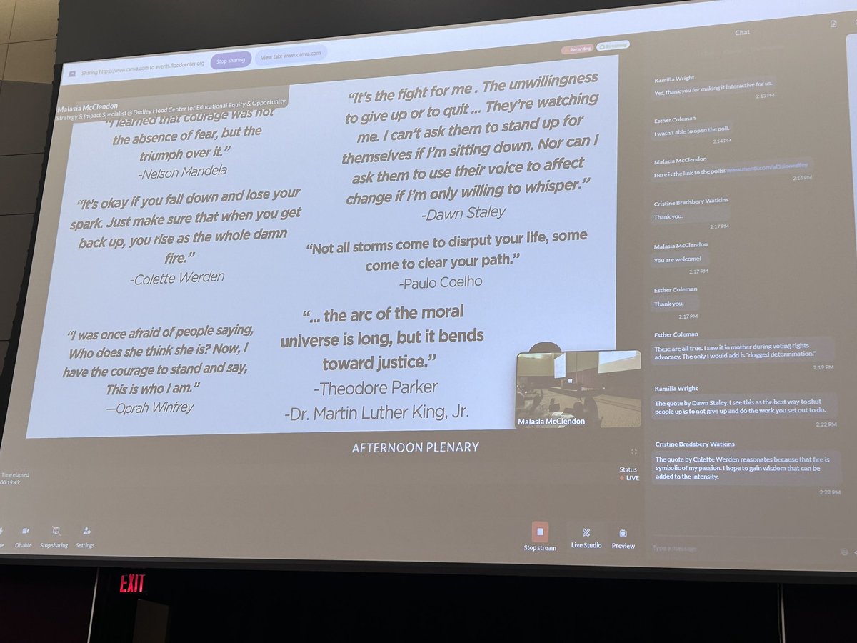“Make a list of what people say you are and burn it. You are not what they say you are.” - <a href="/NyahHamlett/">Nyah Hamlett</a> 

I am so inspired to hear how Superintendent Dr. Hamlett leads unapologetically and authentically. Another reminder to keeping going. 

<a href="/DudleyFloodCtr/">DudleyFloodCenter</a> 
#COE2024