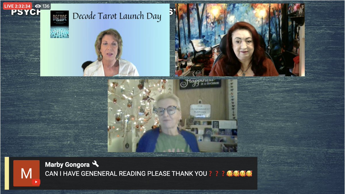 AkashaUnleashed's tweet image. Psychathon 2 livestreaming RIGHT NOW! Join us for readings, giveaways, and fundraising for the Harris-Walz campaign. #HarrisWalz2024 #YouTube #LIVESTREAM youtube.com/live/U2AZeLYCF…
@DebraZachau Marina Shelton  Aley Martin