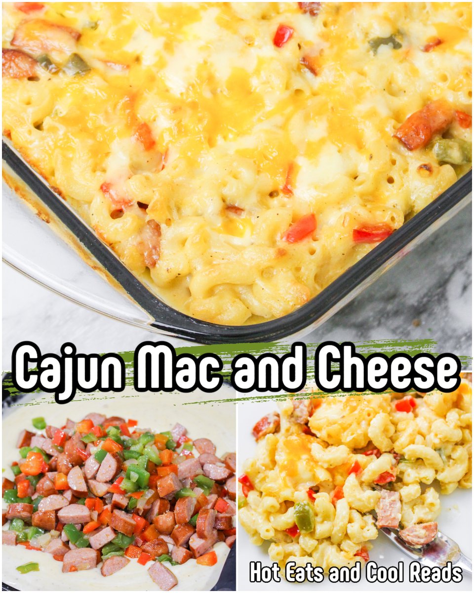 Cajun Mac and Cheese 🧀🧀🧀 View and print recipe: bit.ly/3ZHIAhe Pin it for later: pinterest.com/pin/2503016917… Cajun Mac and Cheese with andouille sausage is homemade, loaded with vegetables and so tasty! This baked mac and cheese is great for weeknight or Sunday dinners!
