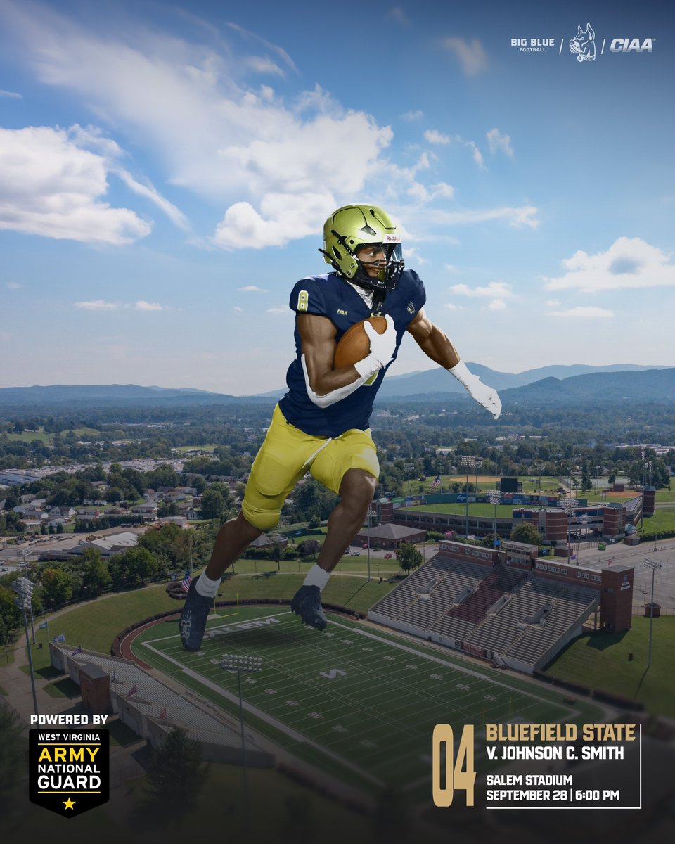 bstatesports's tweet photo. 𝐆𝐀𝐌𝐄𝐃𝐀𝐘‼️🔥

🆚: Johnson C. Smith // @JCSUFootball 
⏰: 6 pm
📍: Salem Stadium 

📊: https://t.co/GkQivE3uzU
🎥: https://t.co/6d9mNg3bLJ

#WeGuardWV // #GuardTheHill // #WeInTheYard https://t.co/yNmge4gl9t