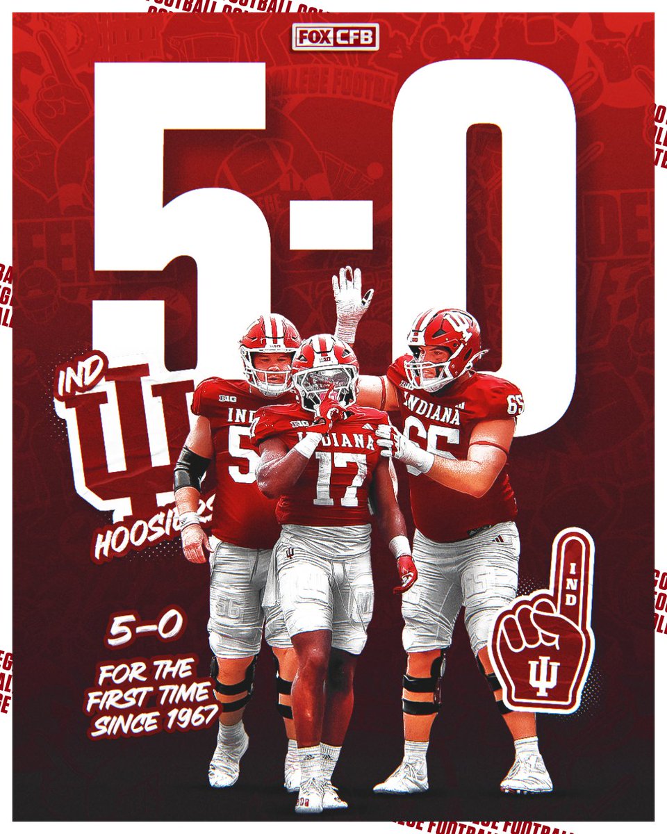 CFBONFOX's tweet image. BEST START SINCE 1967!!! 💯

@IndianaFootball is 5-0 and on a roll!