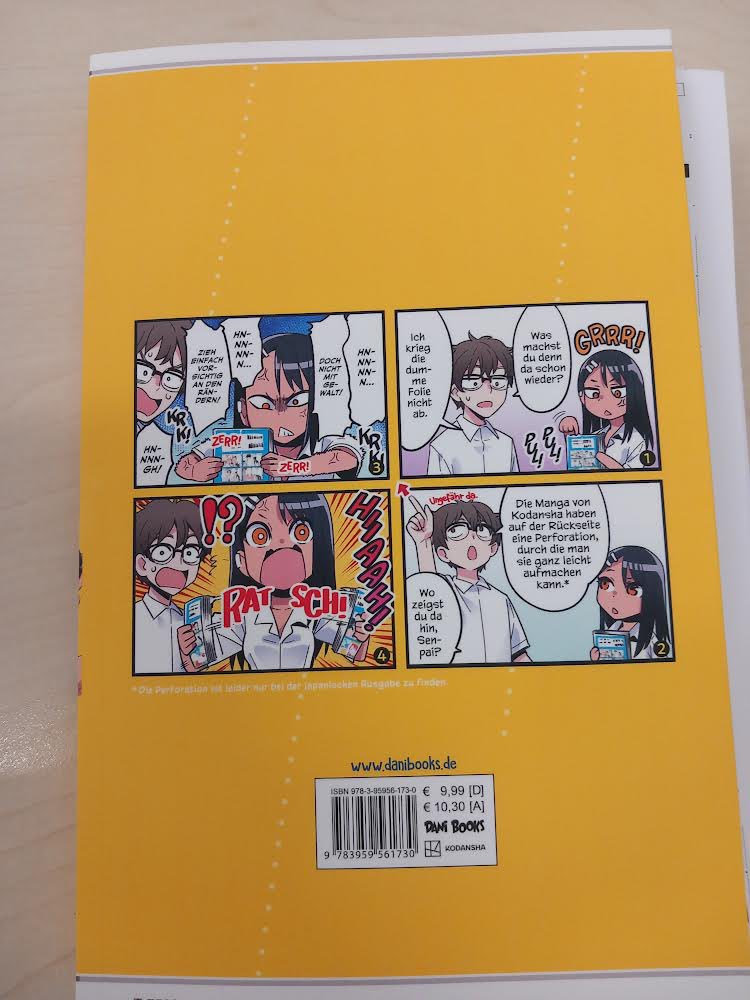 dani_books's tweet photo. Die Produktion von Nagatoro 3 läuft auf Hochtouren, dabei ist der Druckerei aber aufgefallen, dass man den Rücken etwas zu breit kalkuliert hatte, wodurch das Rückenbild nicht passt. Um euch die bestmögliche Qualität zu bieten, werden die Umschläge kurzfristig noch mal gedruckt. https://t.co/LwPABQKC3u