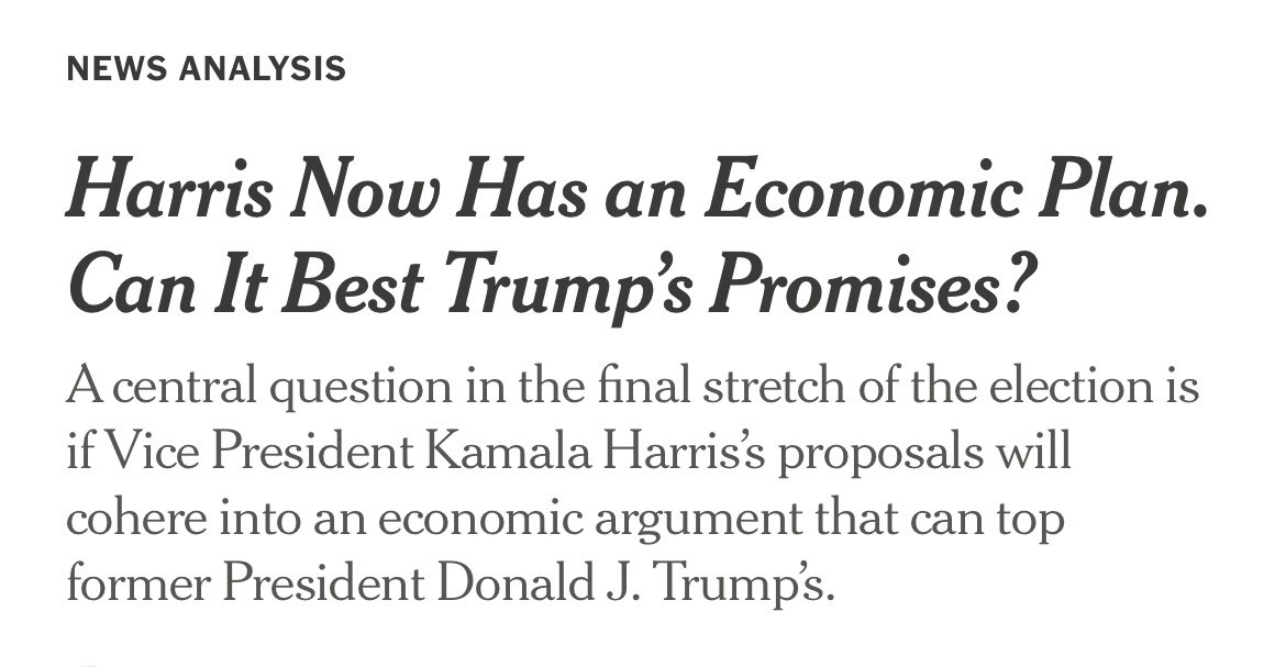 <a href="/NewsJennifer/">Jennifer Schulze</a> <a href="/nytimes/">The New York Times</a> <a href="/VP/">Vice President JD Vance</a> A constant through-line in NY Times coverage of VP Harris is to sow distrust in her judgment and decision-making.
Sometimes explicitly, sometimes through nuanced jabs.

But once radar is tuned for it, folks will note it's a theme.

While NYT presents Trump as standard-bearer
⬇️