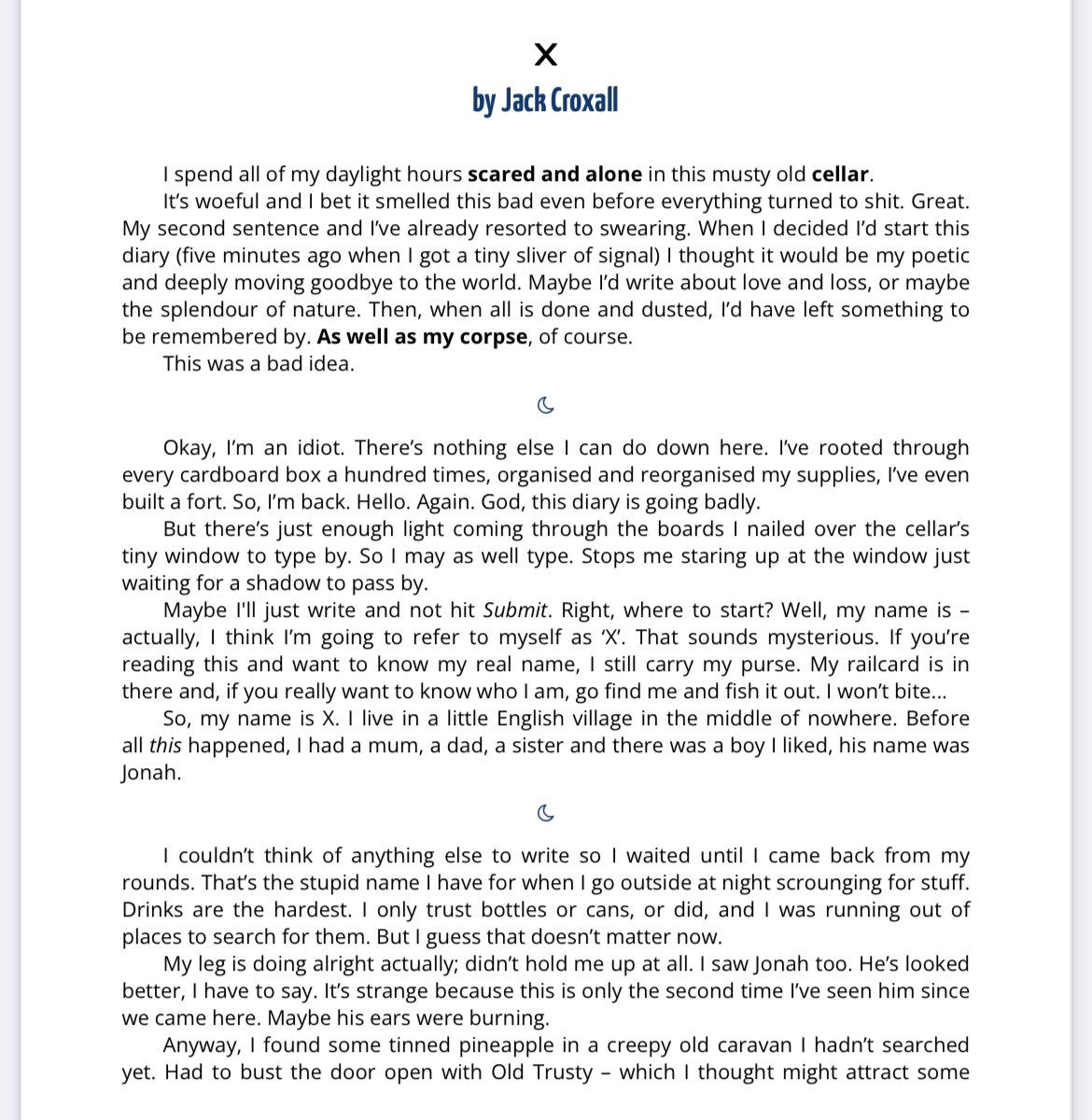Thrilled that my short story “X” is part of this month’s <a href="/SciFanSat/">SciFanSat</a> e-Zine!!

Check out the full issue on their website SciFanSat.com for a lot more excellent shorts! 🚀