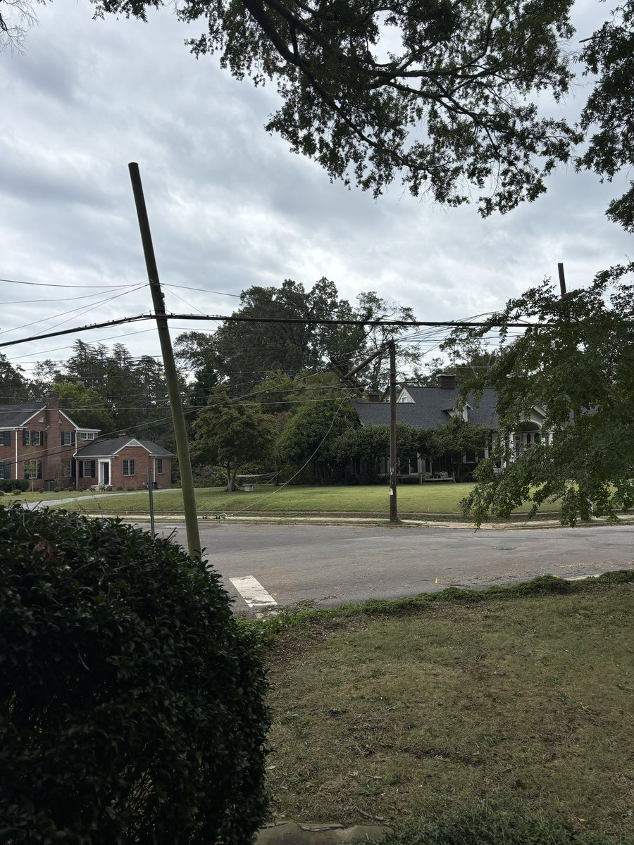 JoyParcells's tweet photo. @DukeEnergy we need you here in Anderson, SC!  We know you’re working hard, but this area has barely been touched.  Conditions here are dangerous!  Trees hanging on power lines and blocking roads.  An ambulance couldn’t get past this tree last night! https://t.co/t89vmuFUlS