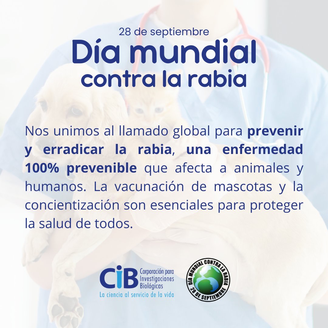 ¡Hoy nos unimos por un mundo libre de rabia!
Desde el Programa de Gestión Integral de las Zoonosis de la Secretaría Seccional de Salud y Protección Social de Antioquia y la Corporación para Investigaciones Biológicas, hacemos un llamado global para prevenir y erradicar la rabia.