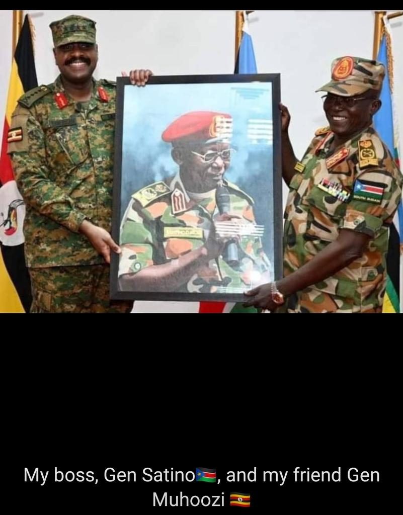 JohnMach's tweet image. The two great military personalities 🪖 👏  of the region 🇸🇸🇺🇬 Gen. Satino Deng and Gen. Muhoozi